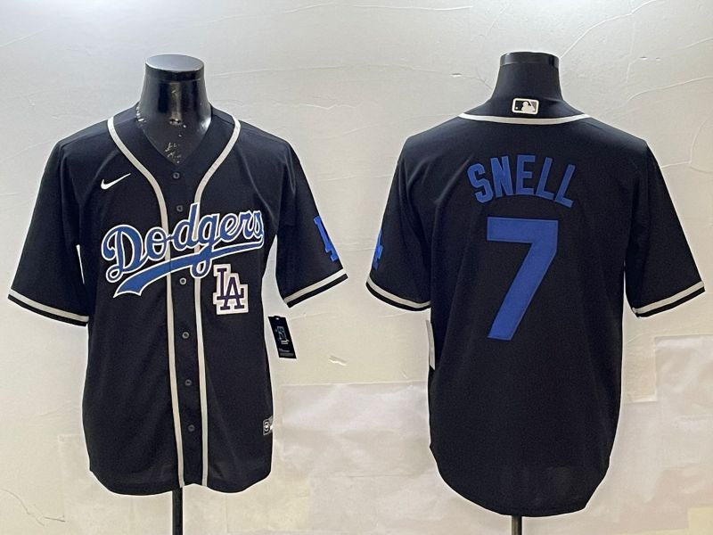 Men Los Angeles Dodgers #7 Snell Black Fashion Game 2025 Nike MLB Jersey style 10